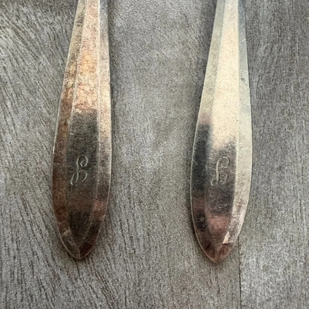 6 Vintage Community Plate Silverplated Teaspoons Monogram Art‎ Deco 6